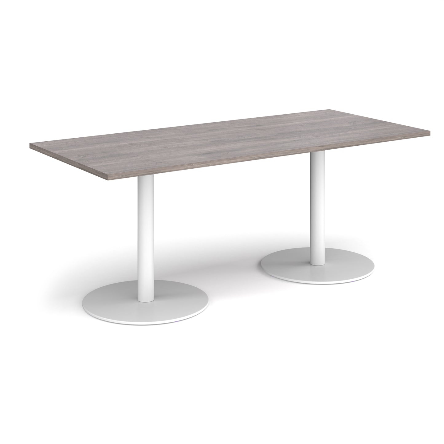Monza rectangular dining table with flat round bases - MDR1800-WH-GO
