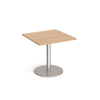 Monza square dining table with flat round base