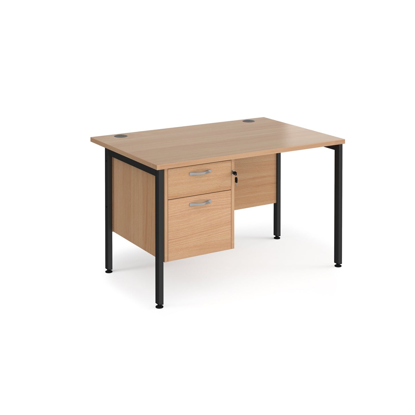 Maestro 25 H-Frame 800mm deep desk with 2 drawer ped