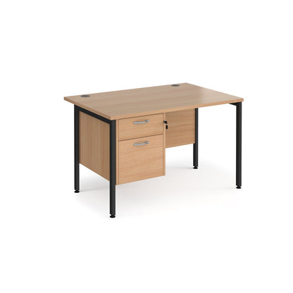 Maestro 25 H-Frame 800mm deep desk with 2 drawer ped