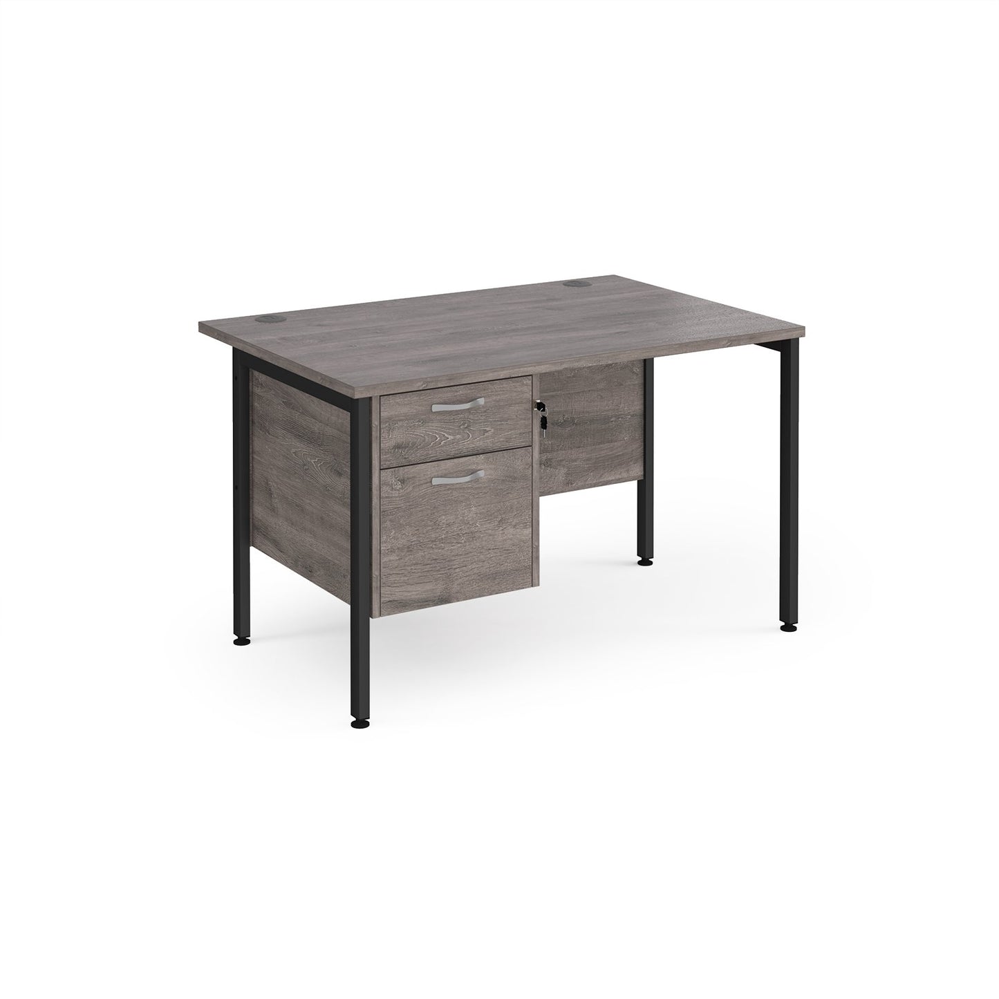 Maestro 25 H-Frame 800mm deep desk with 2 drawer ped