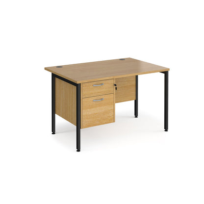 Maestro 25 H-Frame 800mm deep desk with 2 drawer ped