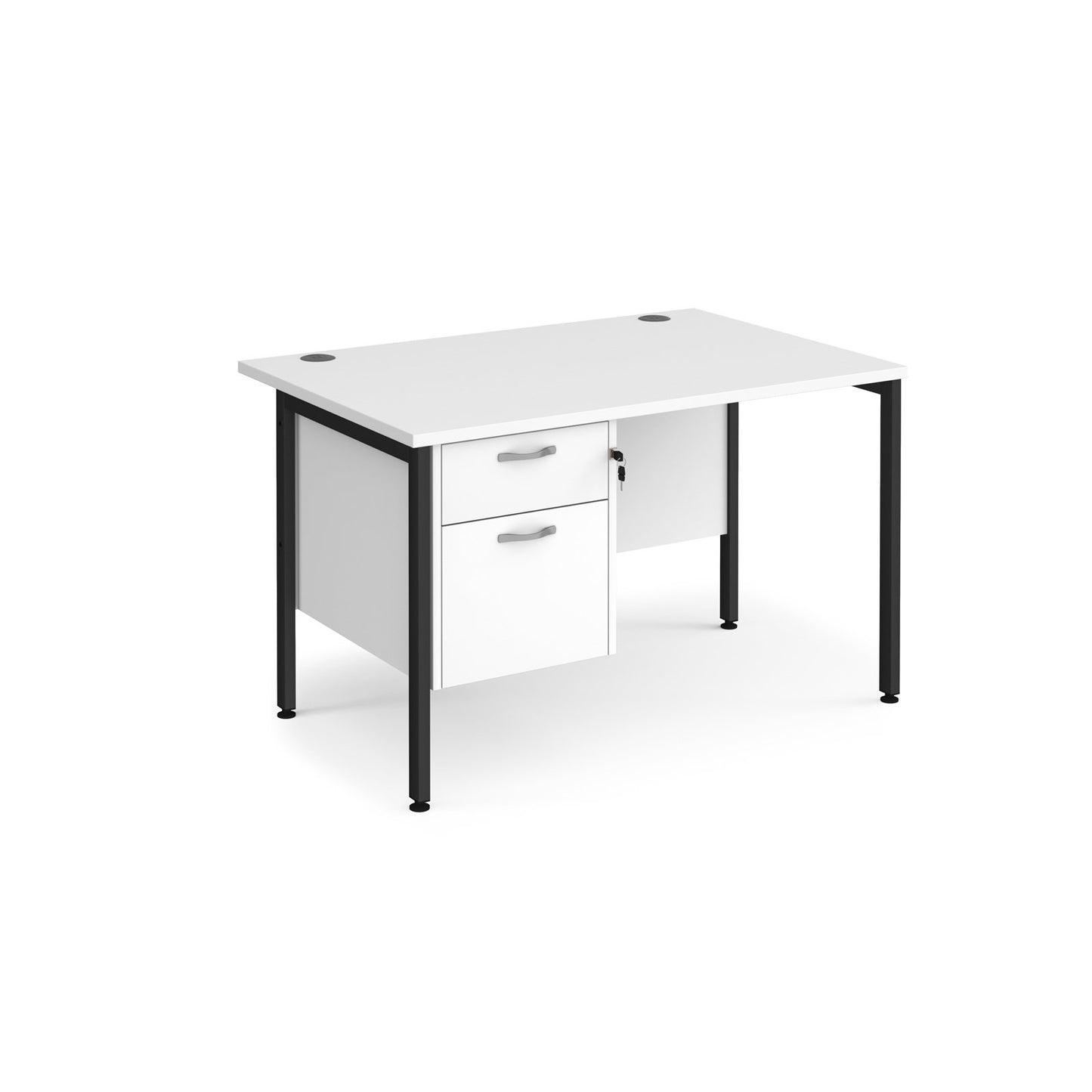 Maestro 25 H-Frame 800mm deep desk with 2 drawer ped