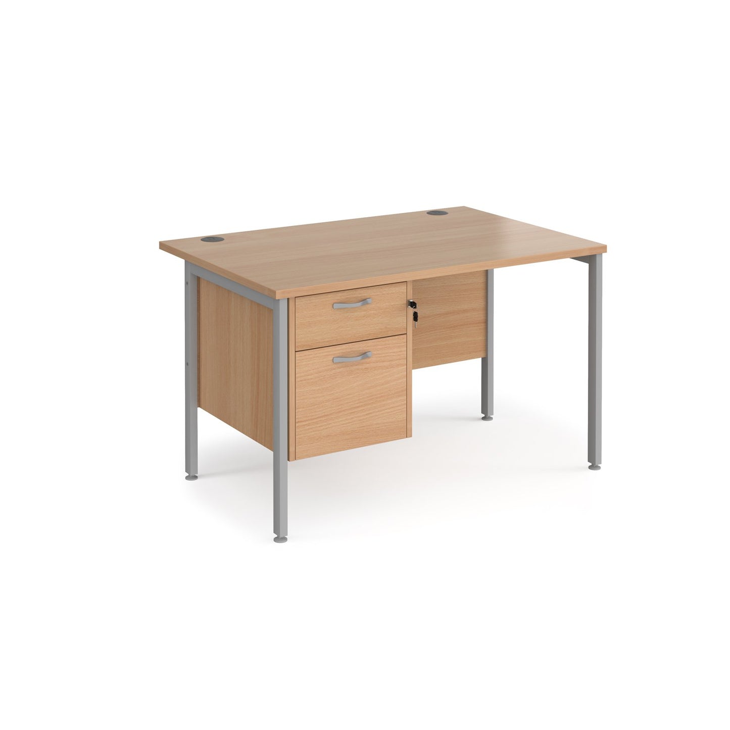 Maestro 25 H-Frame 800mm deep desk with 2 drawer ped