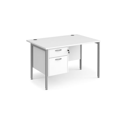 Maestro 25 H-Frame 800mm deep desk with 2 drawer ped