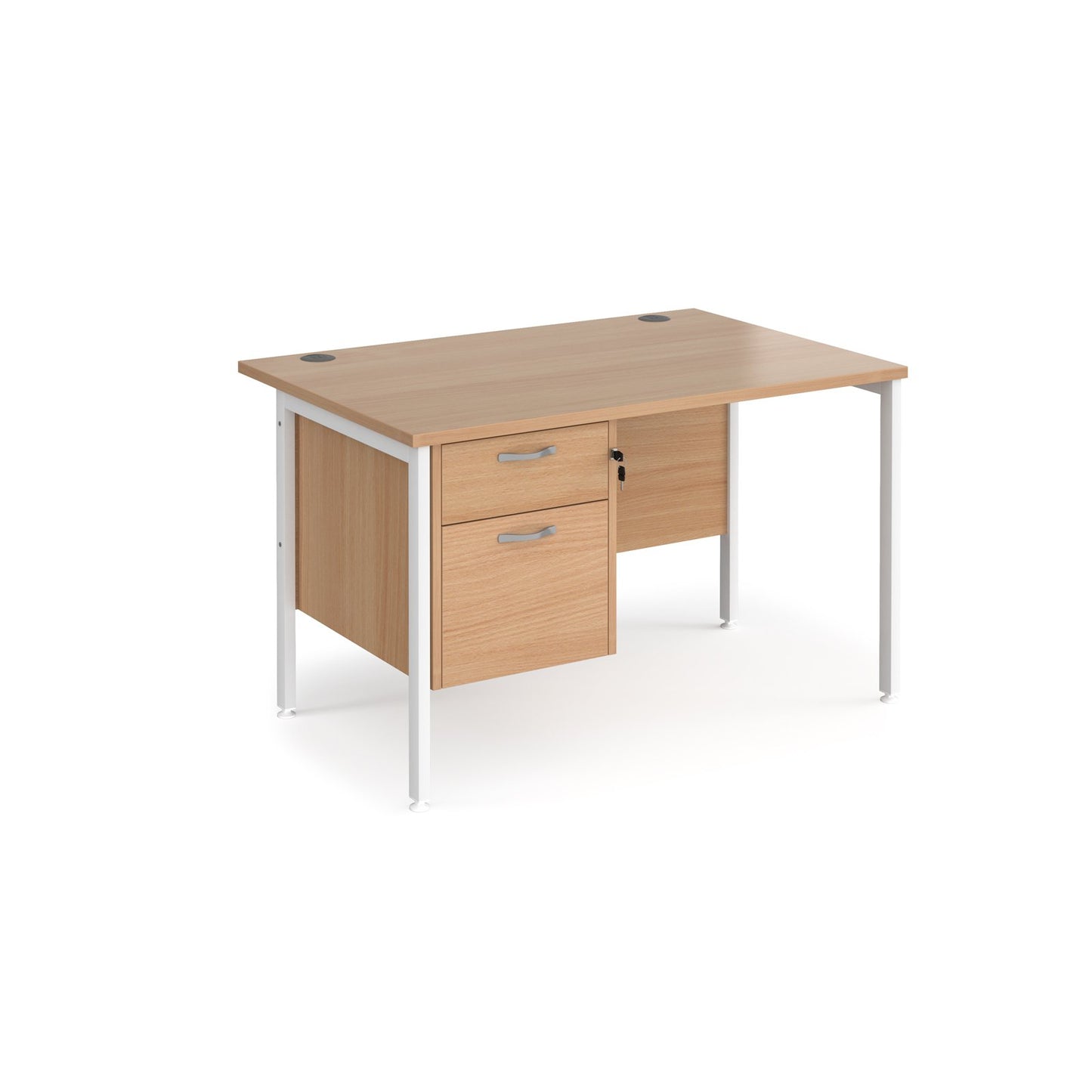 Maestro 25 H-Frame 800mm deep desk with 2 drawer ped