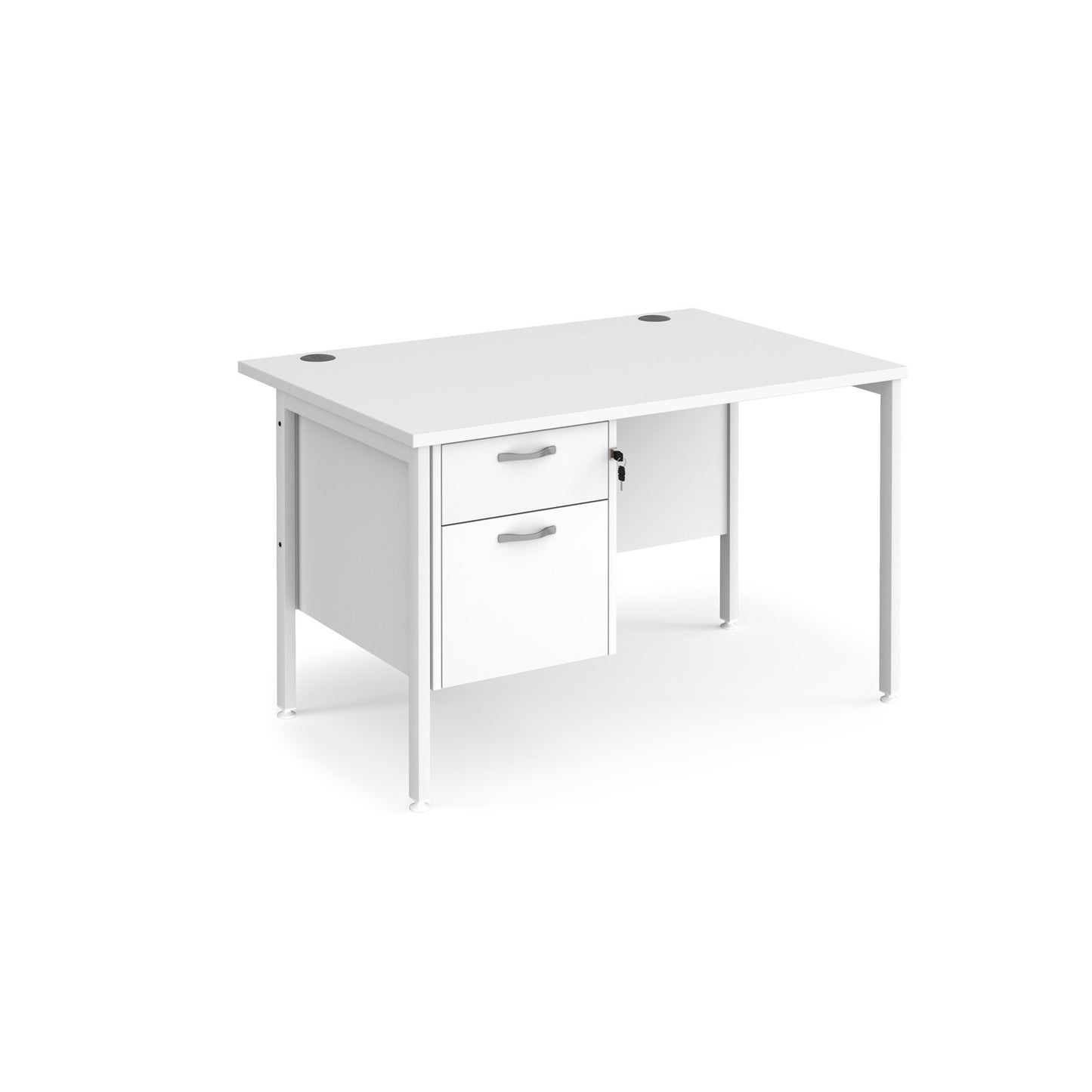 Maestro 25 H-Frame 800mm deep desk with 2 drawer ped