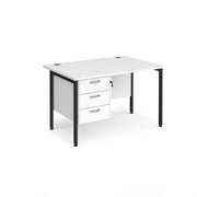 Maestro 25 H-Frame 800mm deep desk with 3 drawer ped