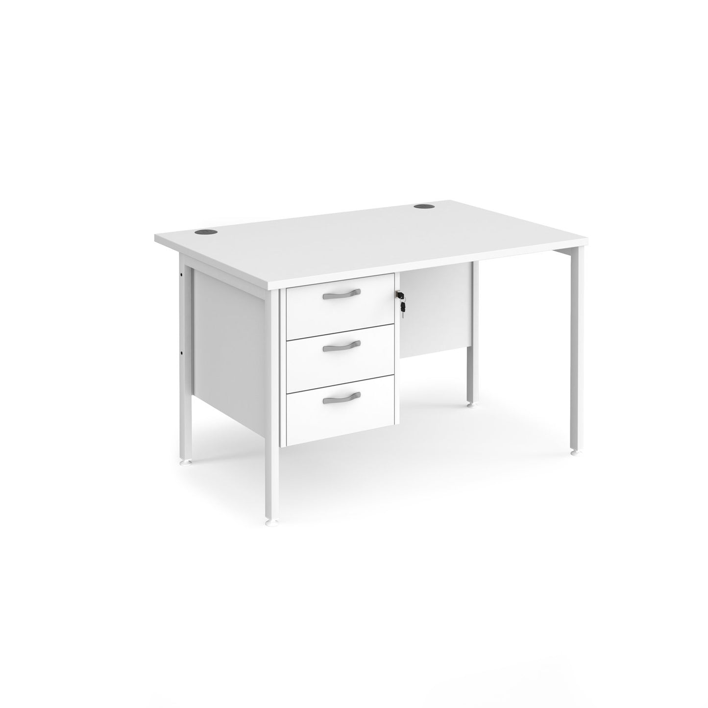 Maestro 25 H-Frame 800mm deep desk with 3 drawer ped