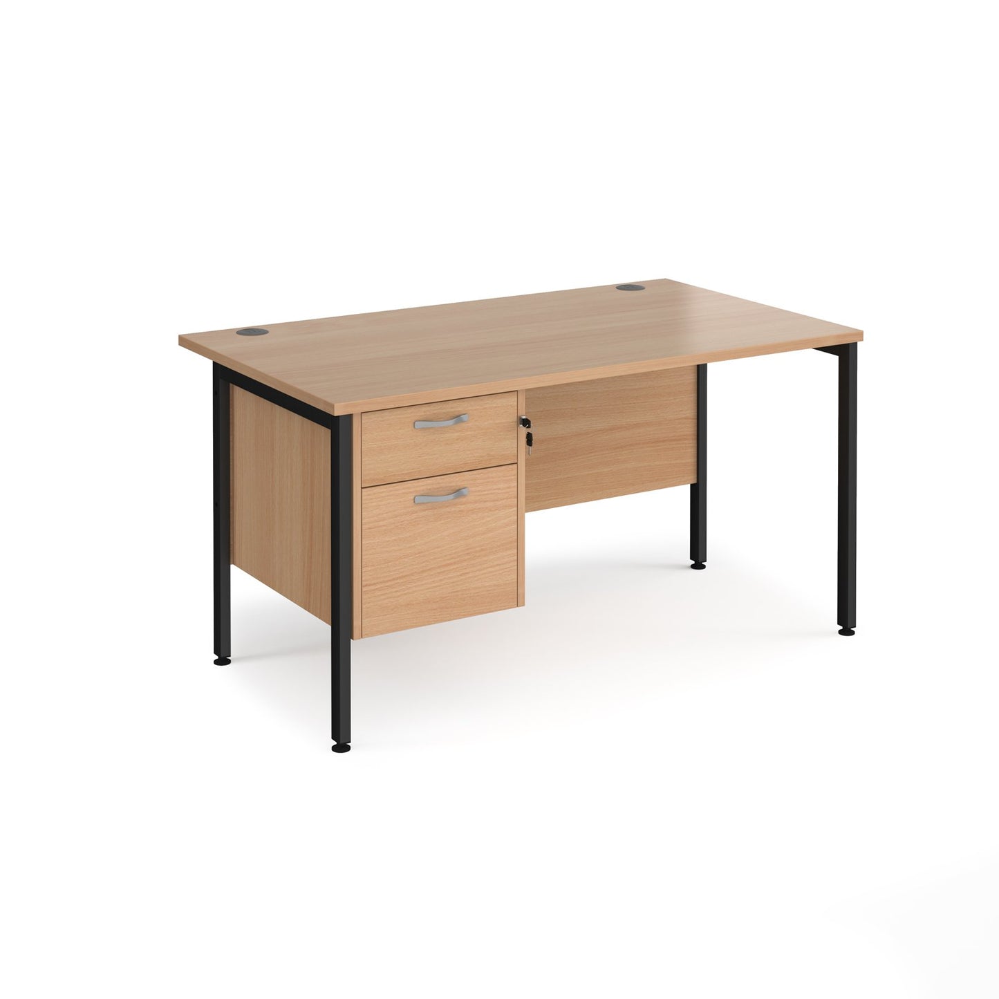 Maestro 25 H-Frame 800mm deep desk with 2 drawer ped