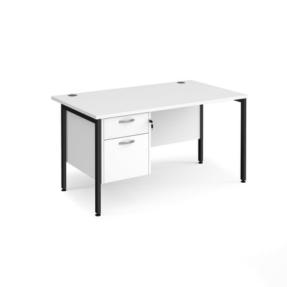 Maestro 25 H-Frame 800mm deep desk with 2 drawer ped