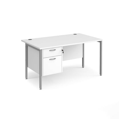 Maestro 25 H-Frame 800mm deep desk with 2 drawer ped