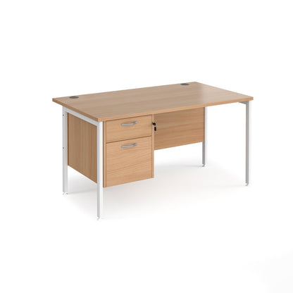 Maestro 25 H-Frame 800mm deep desk with 2 drawer ped