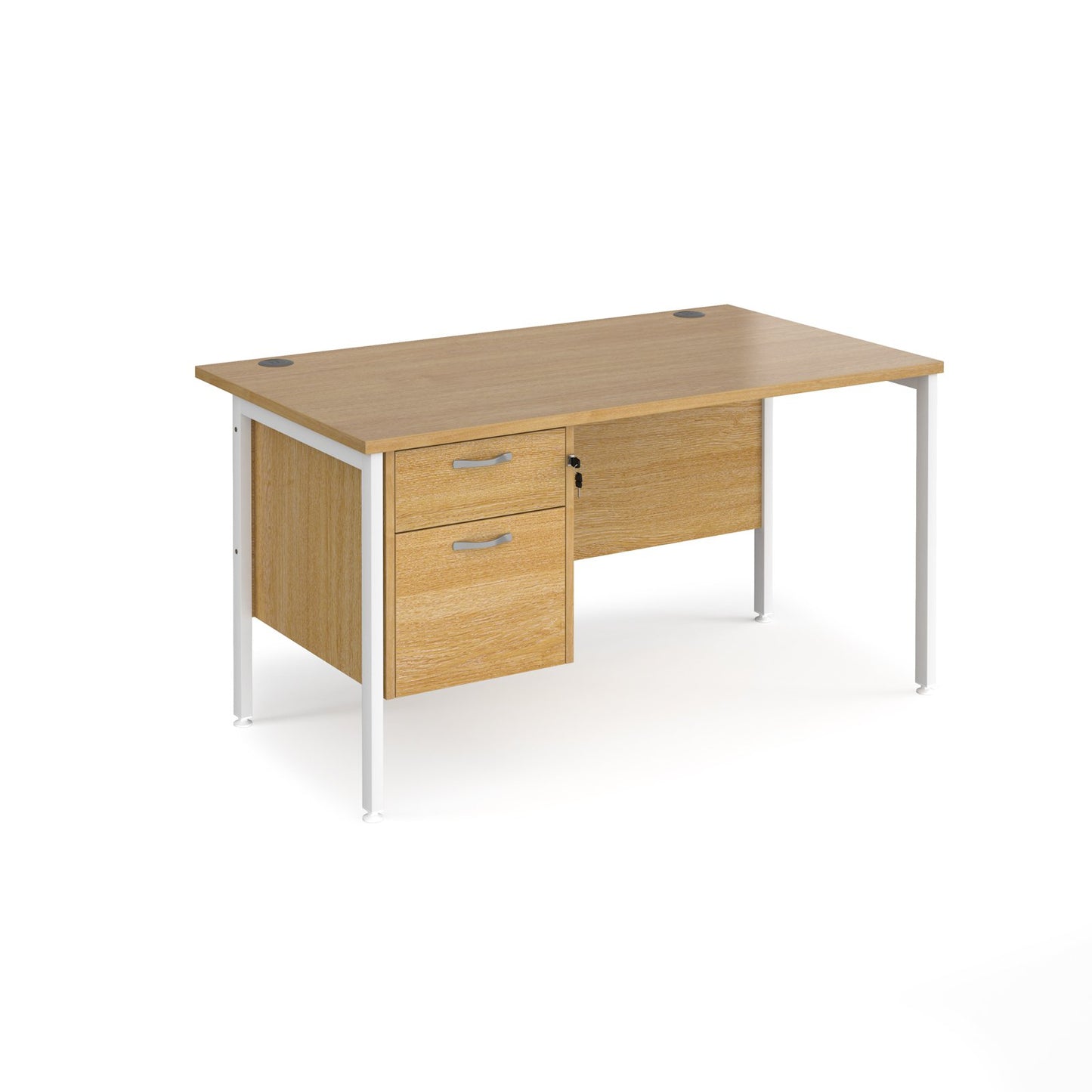 Maestro 25 H-Frame 800mm deep desk with 2 drawer ped