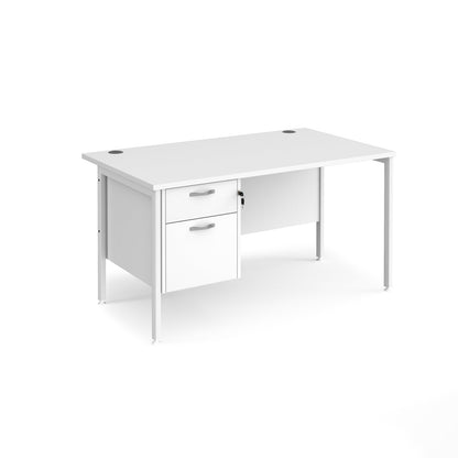 Maestro 25 H-Frame 800mm deep desk with 2 drawer ped