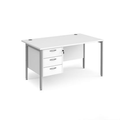 Maestro 25 H-Frame 800mm deep desk with 3 drawer ped