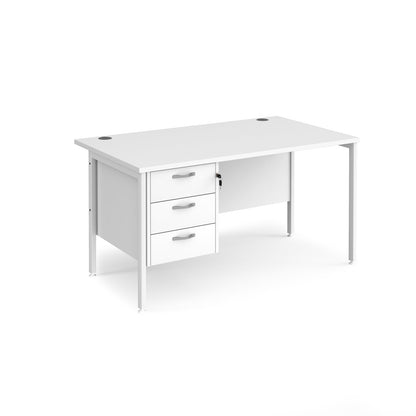 Maestro 25 H-Frame 800mm deep desk with 3 drawer ped