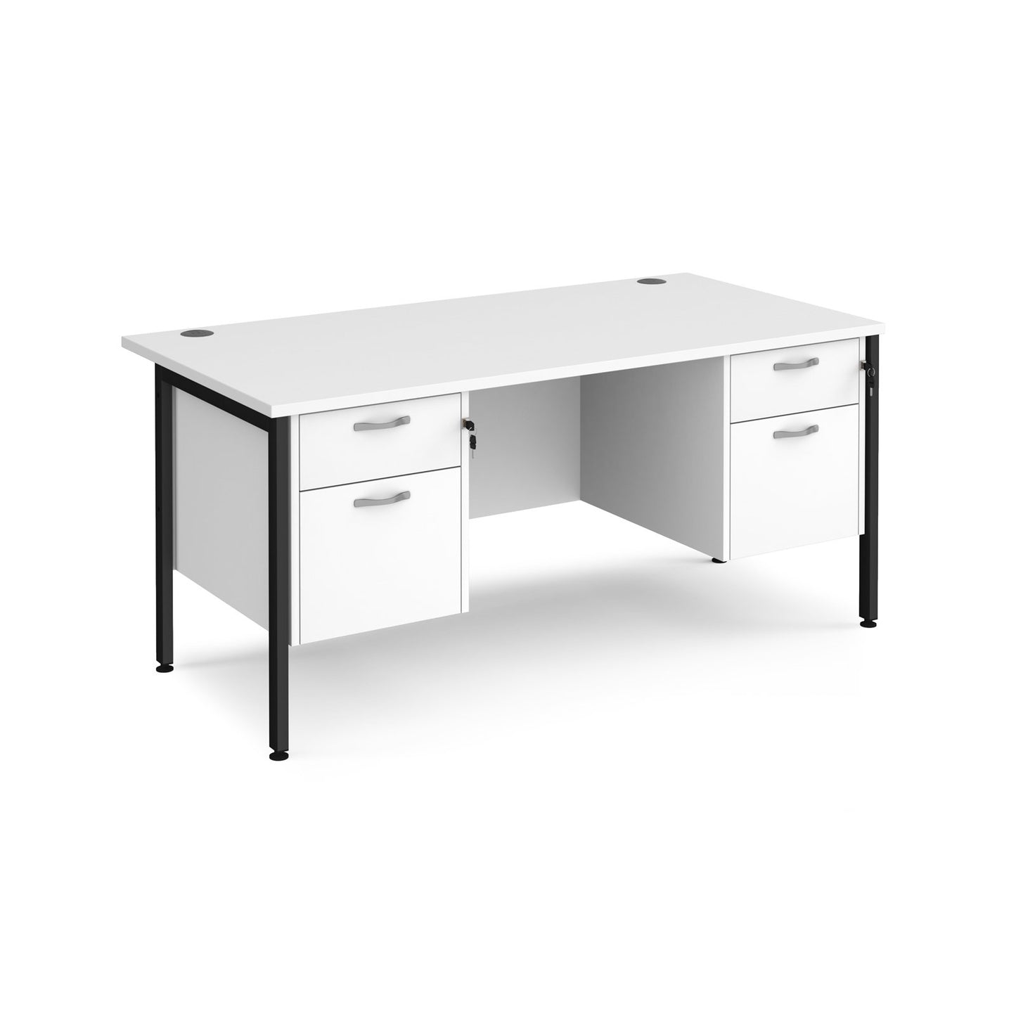 Maestro 25 H-Frame 800mm deep desk with 2 x 2 drawer peds