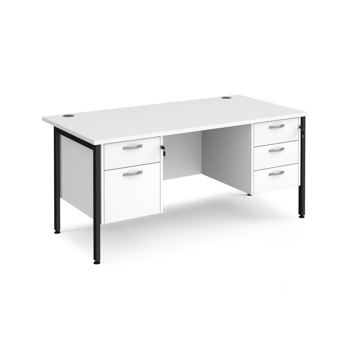 Maestro 25 H-Frame 800mm deep desk with 2 & 3 drawer peds