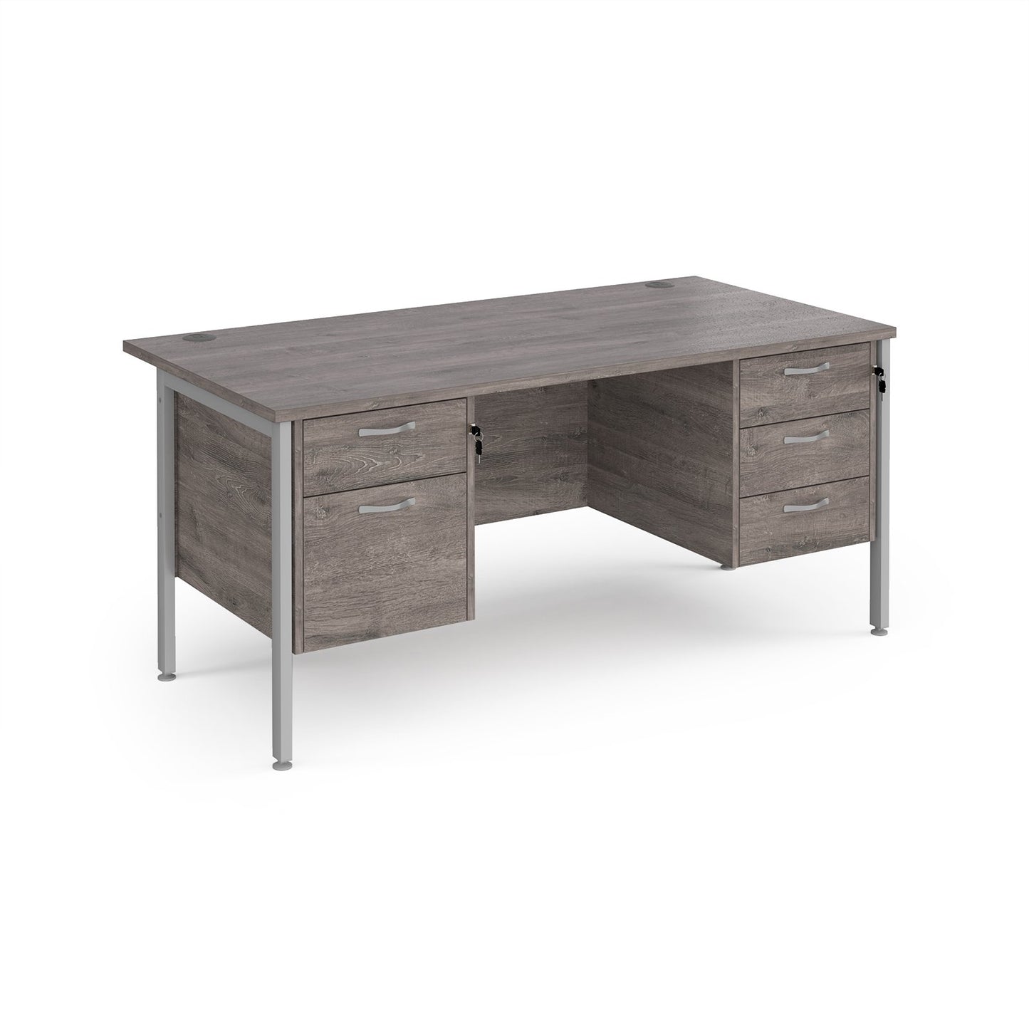 Maestro 25 H-Frame 800mm deep desk with 2 & 3 drawer peds