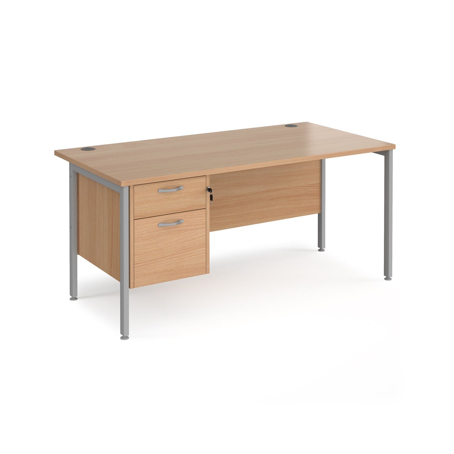 Maestro 25 H-Frame 800mm deep desk with 2 drawer ped