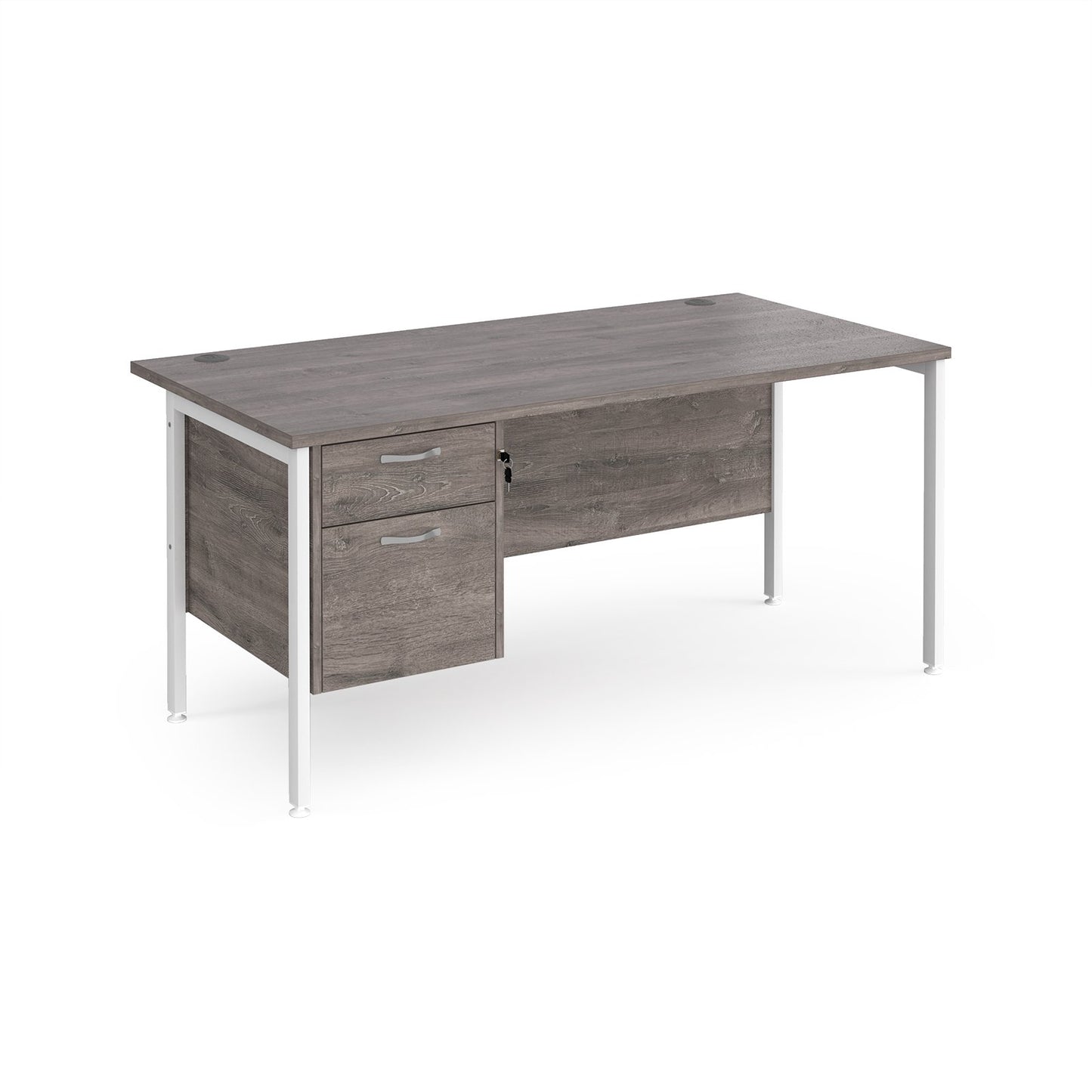 Maestro 25 H-Frame 800mm deep desk with 2 drawer ped