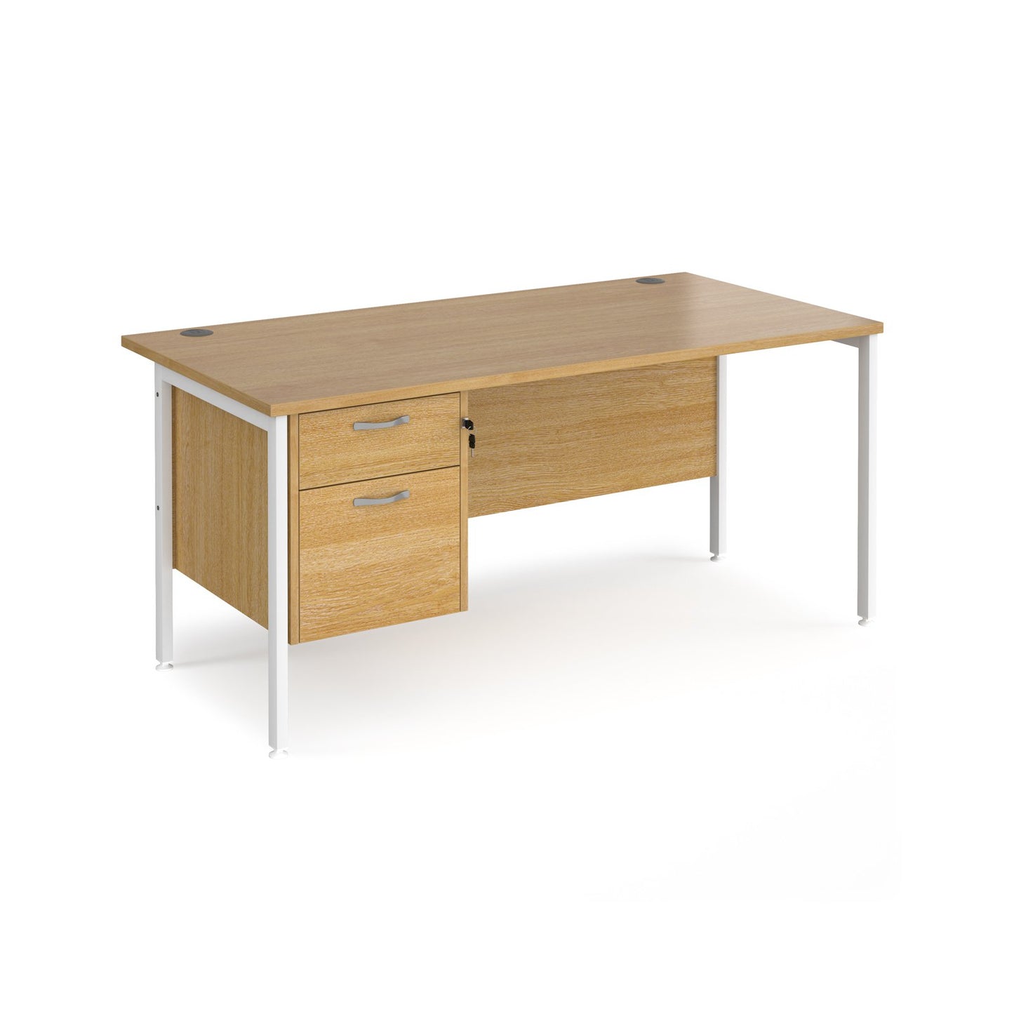 Maestro 25 H-Frame 800mm deep desk with 2 drawer ped