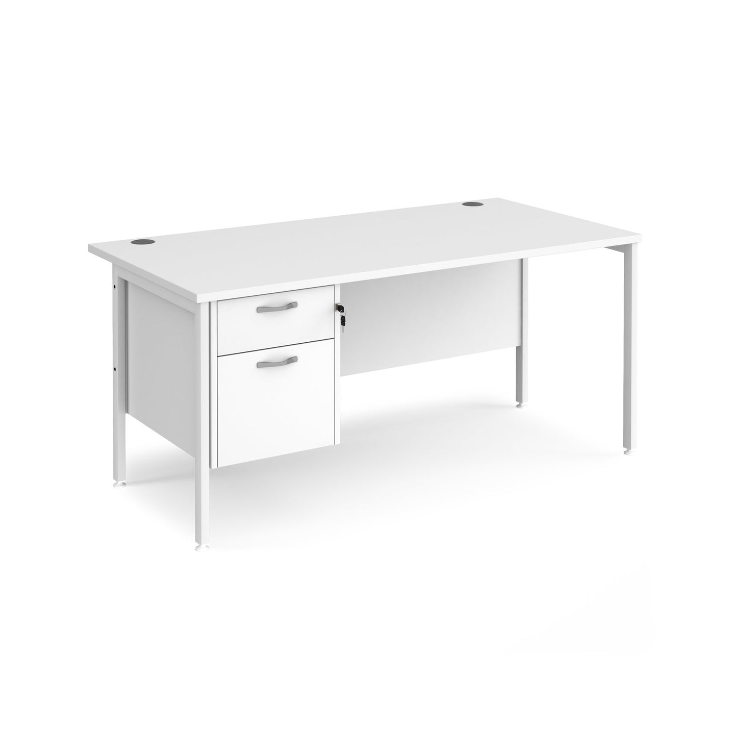 Maestro 25 H-Frame 800mm deep desk with 2 drawer ped