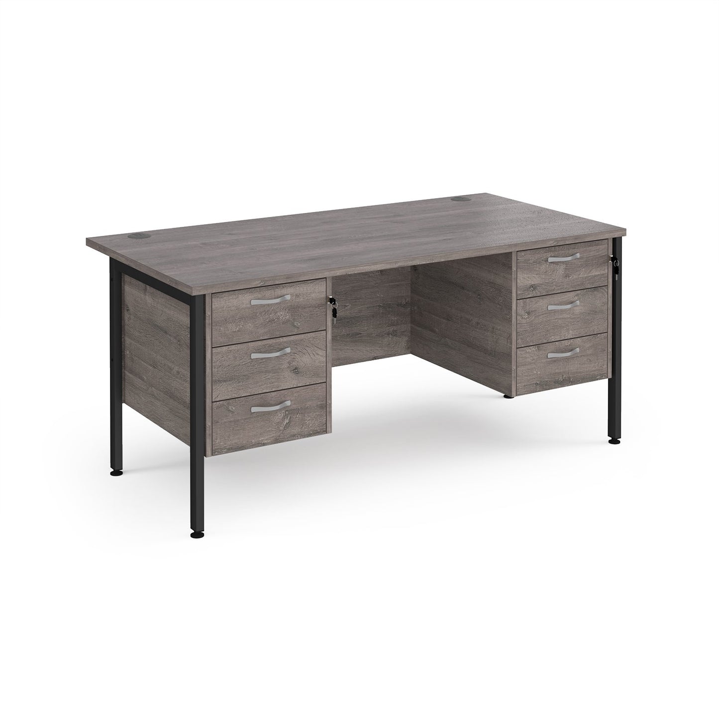 Maestro 25 H-Frame 800mm deep desk with 2 x 3 drawer peds