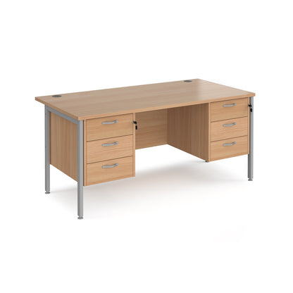 Maestro 25 H-Frame 800mm deep desk with 2 x 3 drawer peds