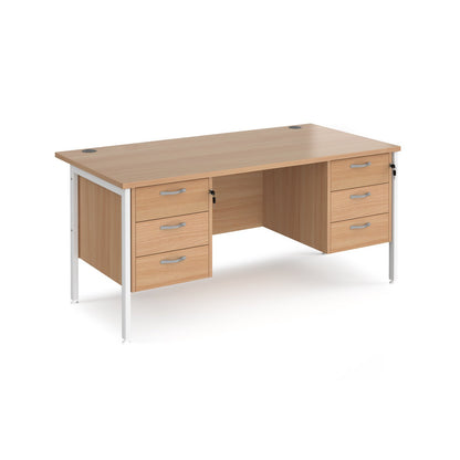 Maestro 25 H-Frame 800mm deep desk with 2 x 3 drawer peds