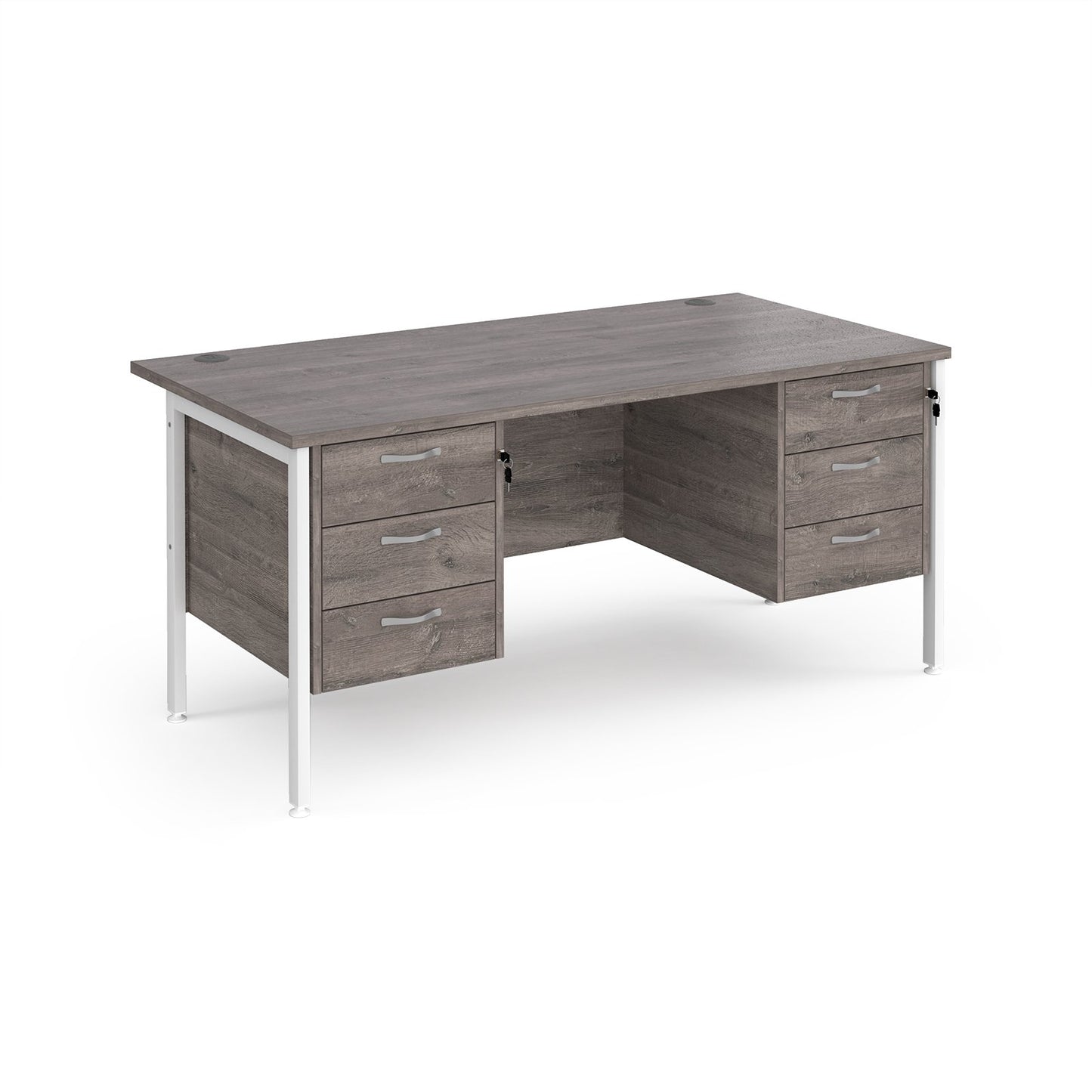 Maestro 25 H-Frame 800mm deep desk with 2 x 3 drawer peds