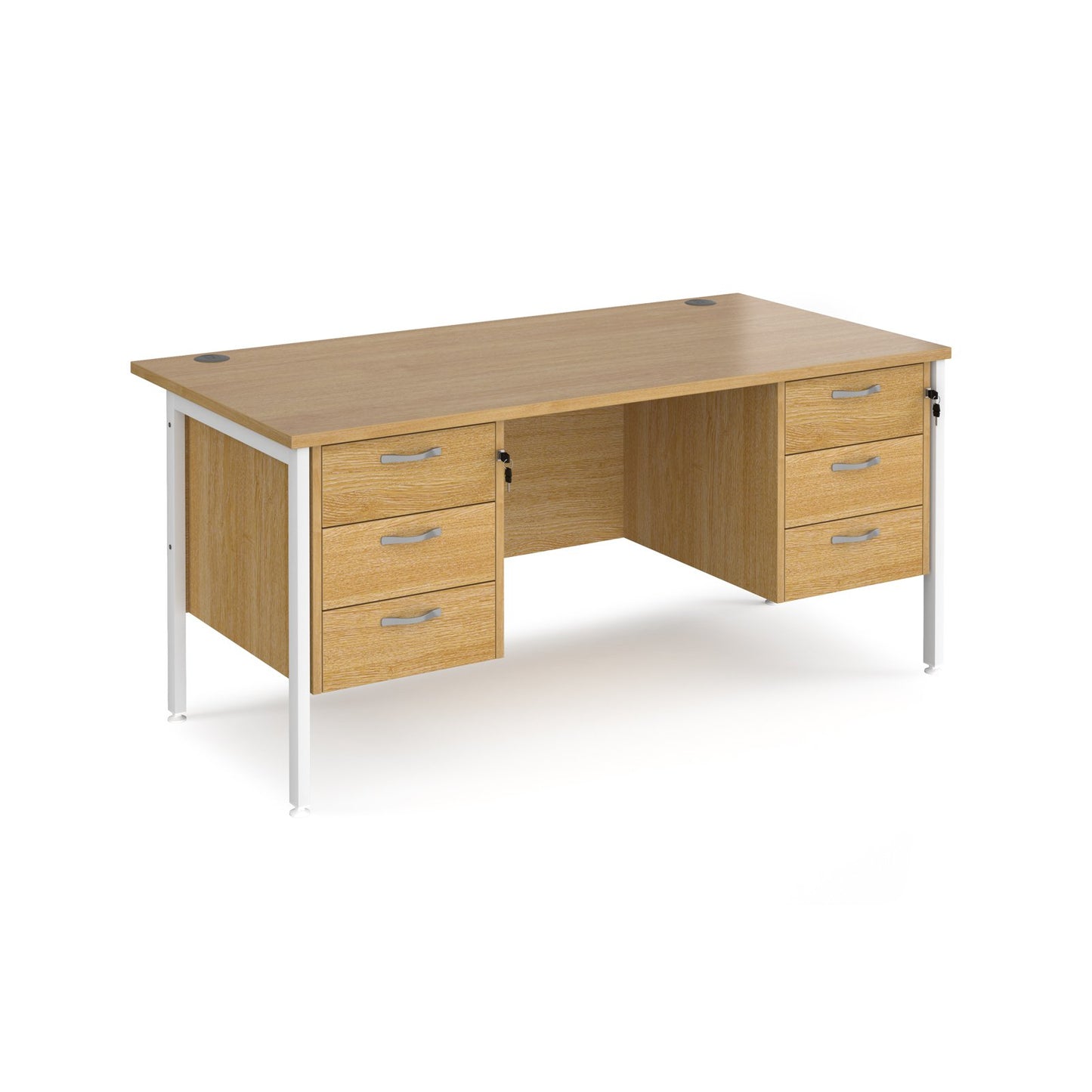 Maestro 25 H-Frame 800mm deep desk with 2 x 3 drawer peds