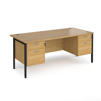 Maestro 25 H-Frame 800mm deep desk with 2 x 2 drawer peds