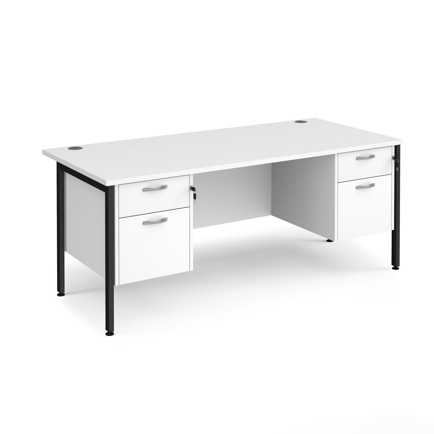 Maestro 25 H-Frame 800mm deep desk with 2 x 2 drawer peds