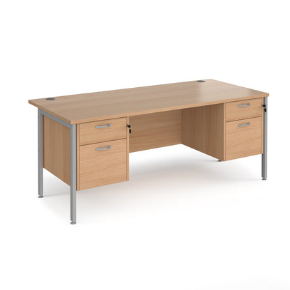 Maestro 25 H-Frame 800mm deep desk with 2 x 2 drawer peds