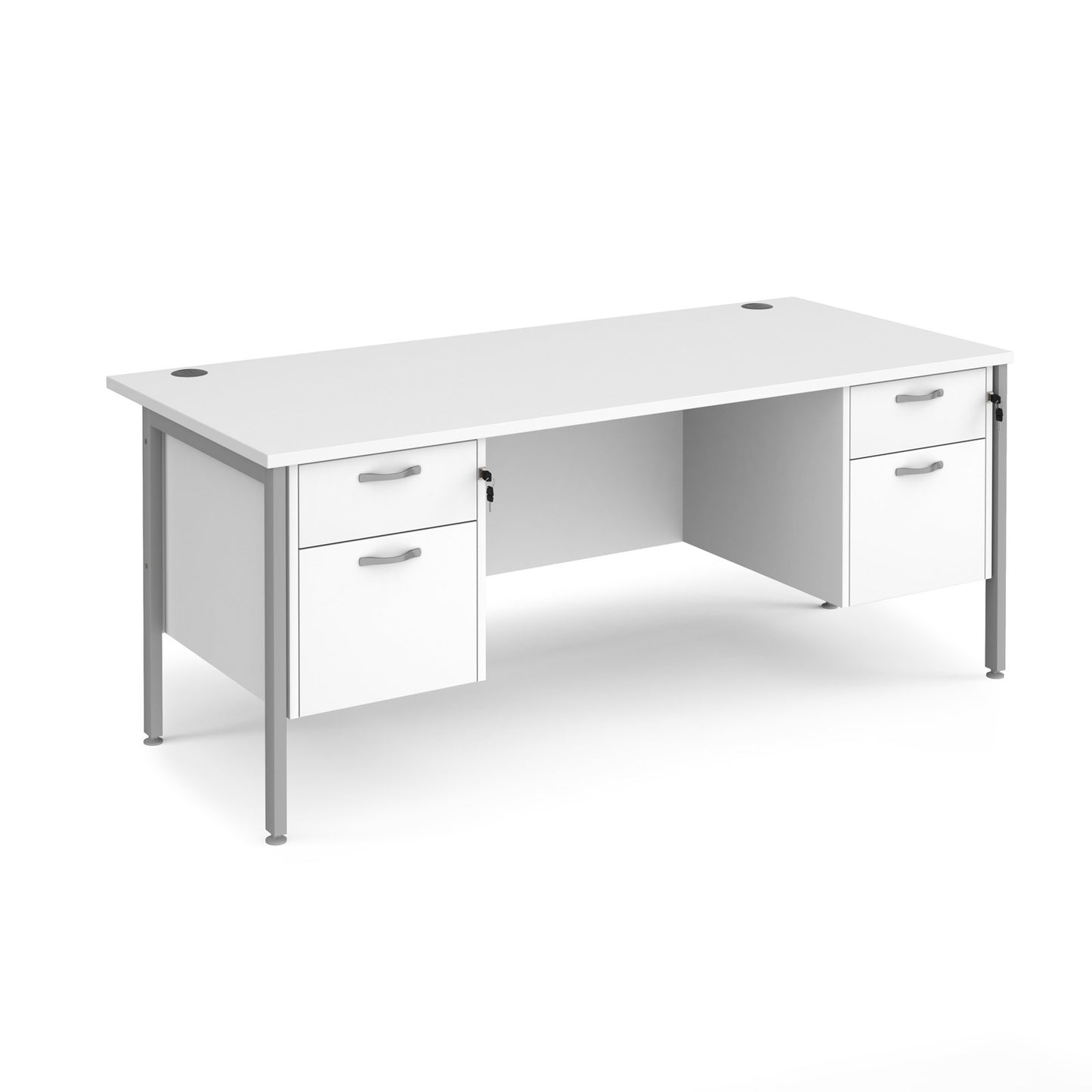 Maestro 25 H-Frame 800mm deep desk with 2 x 2 drawer peds