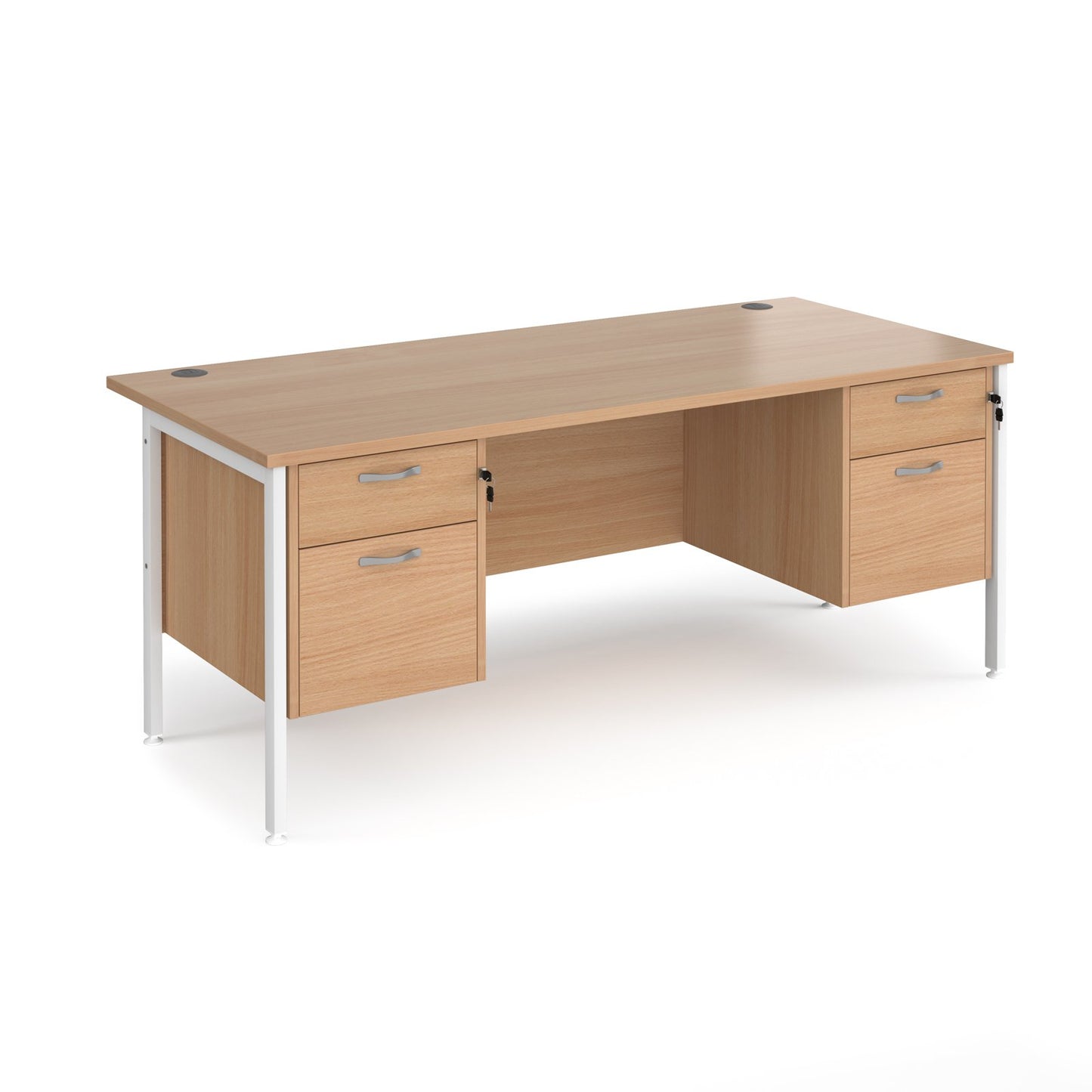 Maestro 25 H-Frame 800mm deep desk with 2 x 2 drawer peds