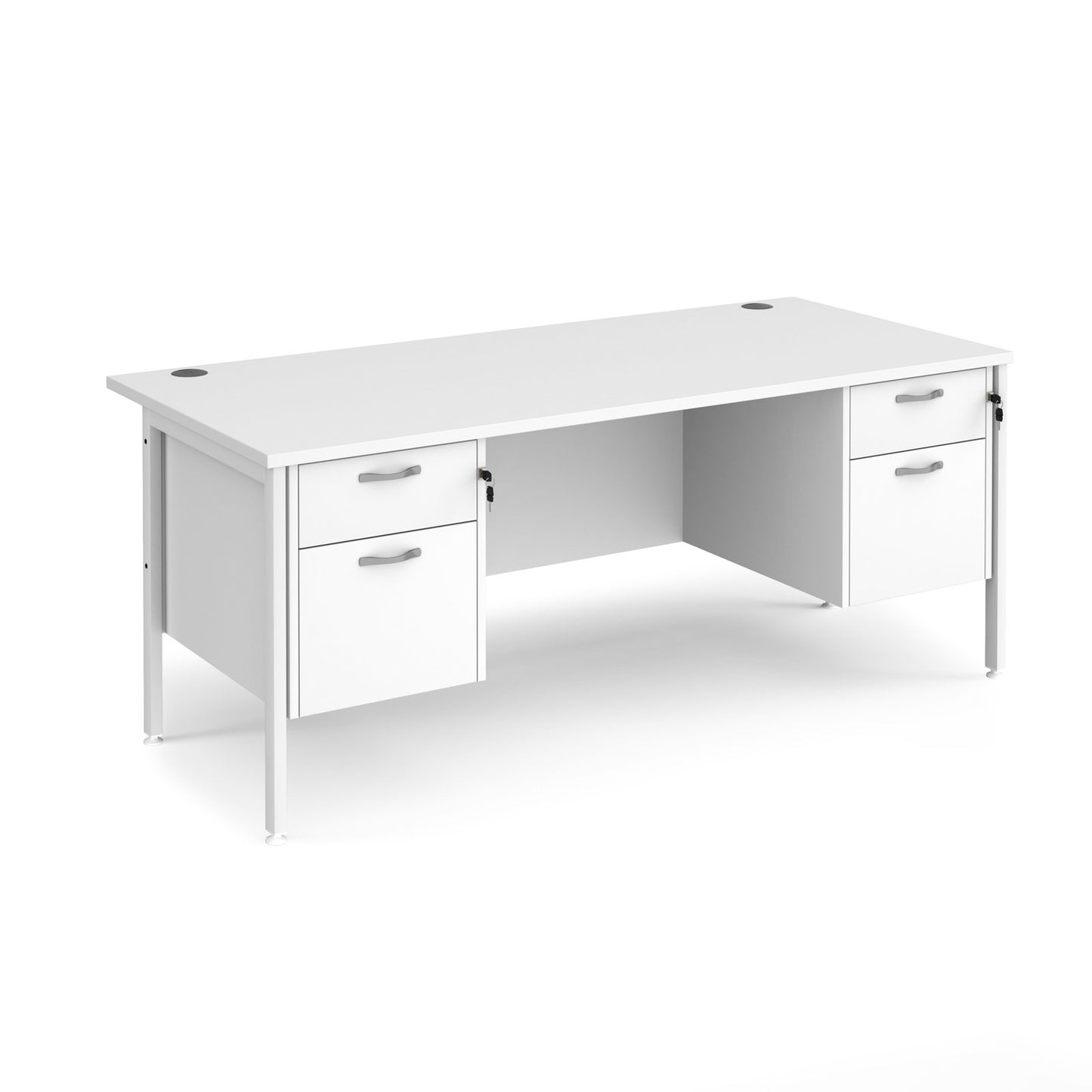 Maestro 25 H-Frame 800mm deep desk with 2 x 2 drawer peds