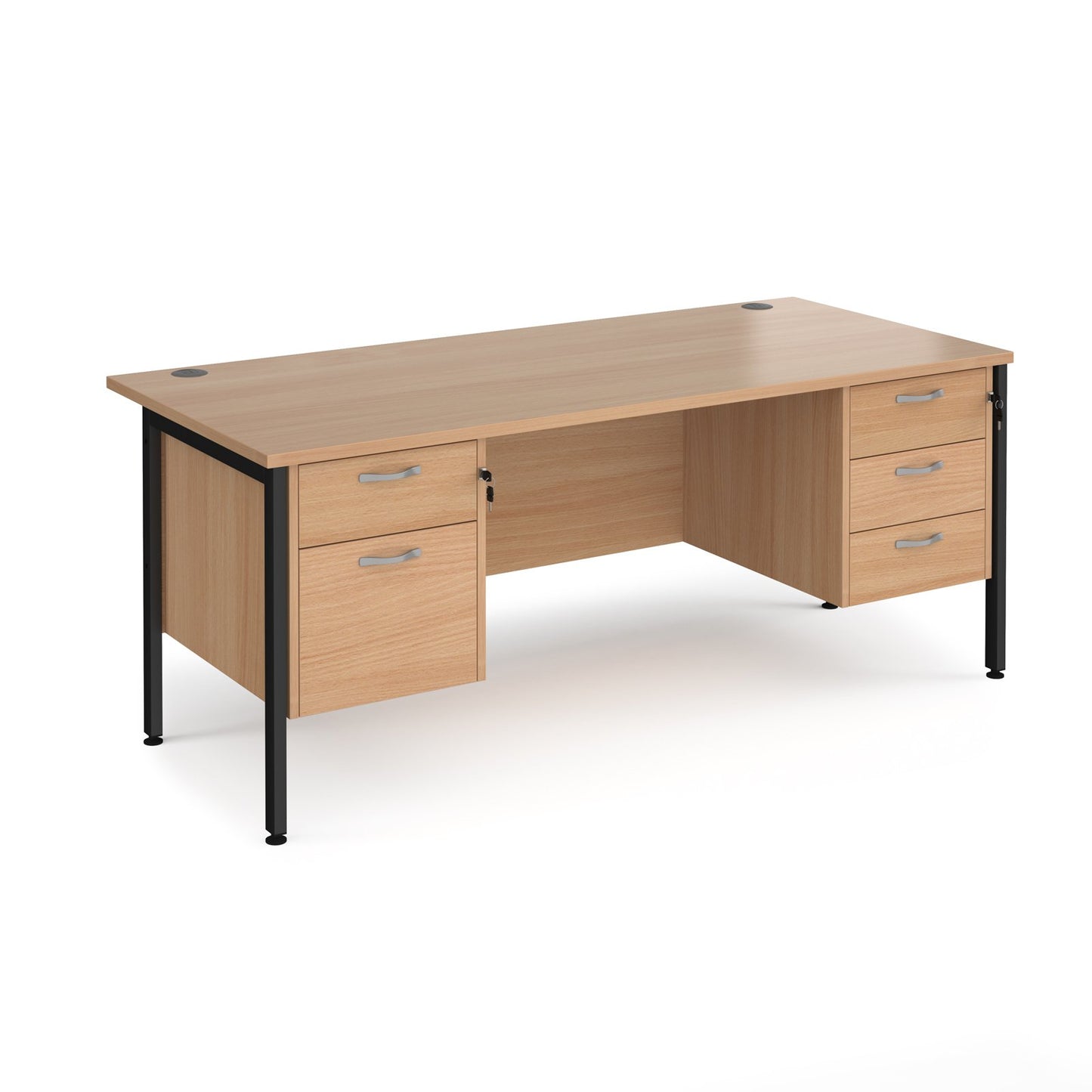 Maestro 25 H-Frame 800mm deep desk with 2 & 3 drawer peds