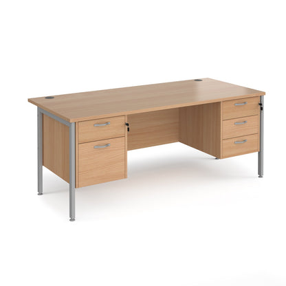 Maestro 25 H-Frame 800mm deep desk with 2 & 3 drawer peds