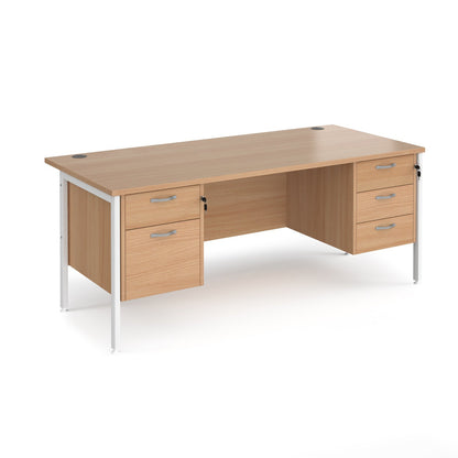 Maestro 25 H-Frame 800mm deep desk with 2 & 3 drawer peds