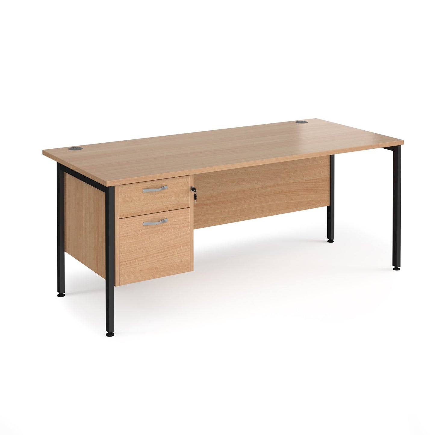 Maestro 25 H-Frame 800mm deep desk with 2 drawer ped