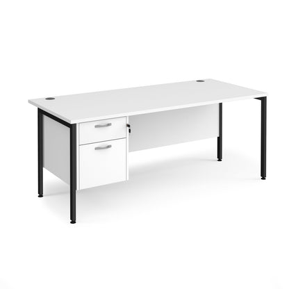 Maestro 25 H-Frame 800mm deep desk with 2 drawer ped