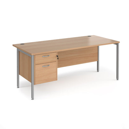 Maestro 25 H-Frame 800mm deep desk with 2 drawer ped