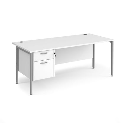 Maestro 25 H-Frame 800mm deep desk with 2 drawer ped