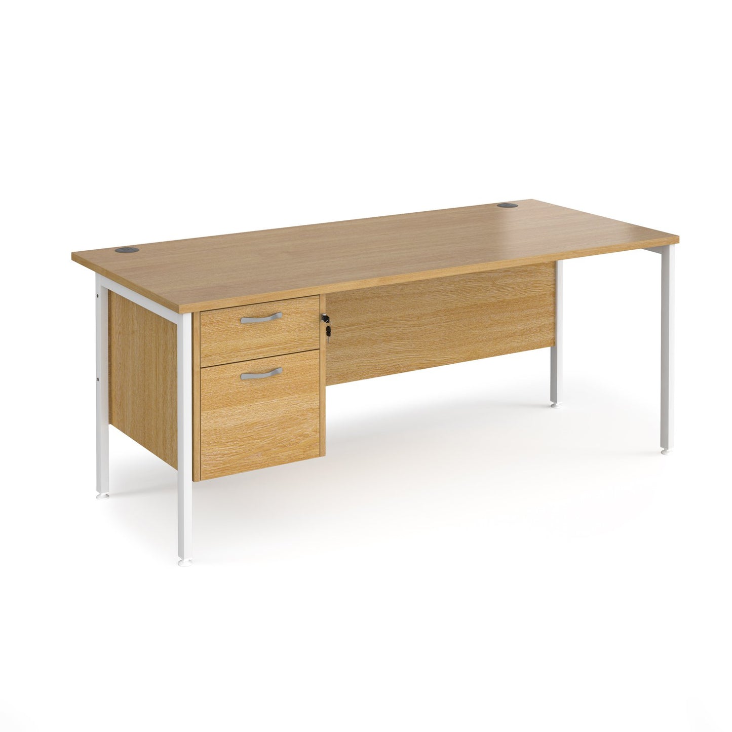 Maestro 25 H-Frame 800mm deep desk with 2 drawer ped