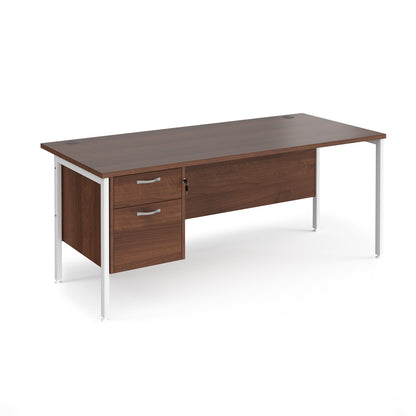 Maestro 25 H-Frame 800mm deep desk with 2 drawer ped