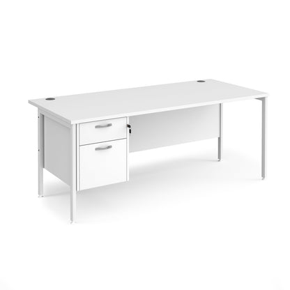 Maestro 25 H-Frame 800mm deep desk with 2 drawer ped