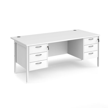 Maestro 25 H-Frame 800mm deep desk with 2 x 3 drawer peds